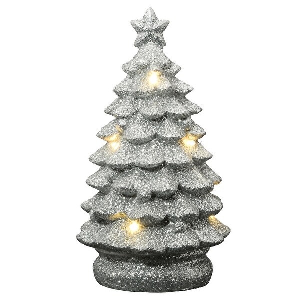 10" Silver Lighted Christmas Tree Décor  10 in  Overstock  32139879